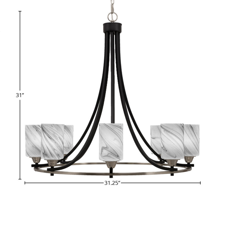 Orren Ellis 8 Light Dimmable Wagon Wheel Chandelier Wayfair